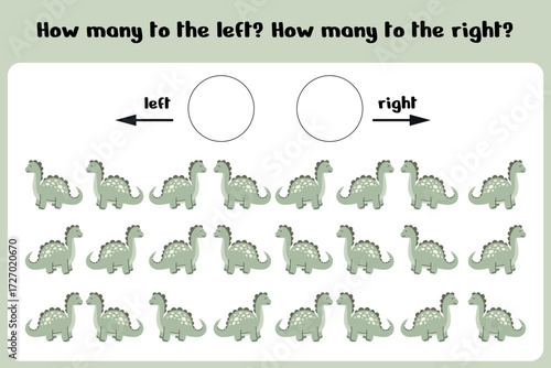 How Many Dinosaurs Face Left or Right? Printable Math Page
