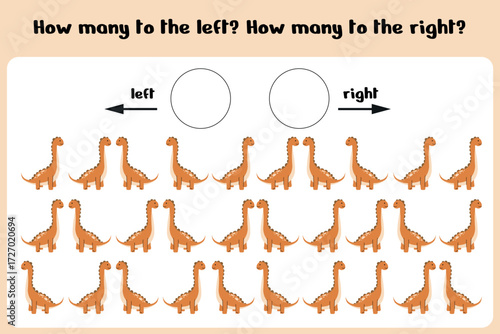 Left or Right Dinosaur Counting Worksheet – Brachiosaurus