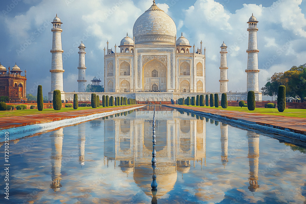 Fototapeta premium Capturing Majesty: Artistic Interpretation of the Taj Mahal
