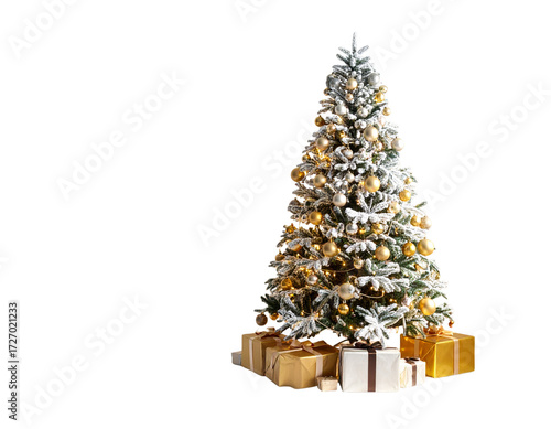 Luxury Holiday Christmas Tree with Frosted Branches, Transparent PNG