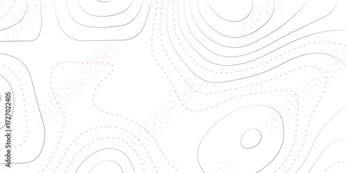 Vector art of complex topographic contour map, depicting intricate terrain elevation and geographical features for detailed cartographic analysis