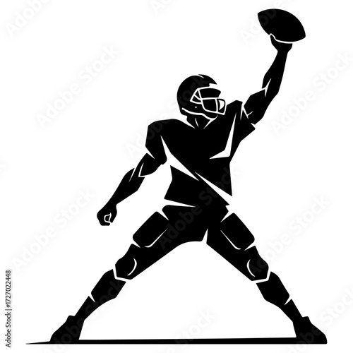 Football Player Silhouette Reaching Upward with the Ball.