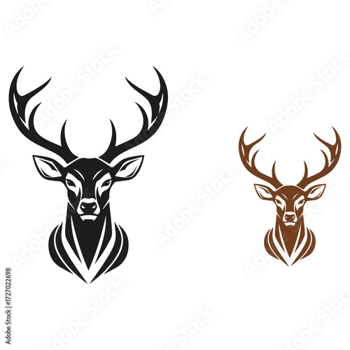 Majestic Deer Head Illustrations in Black and Brown Tones.