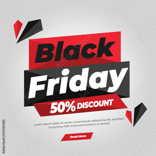 Black Friday Sale with 50% Discount vector banner template