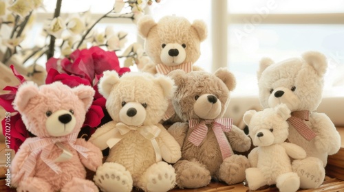 Cuddly Teddy Bear Toys: Fluffy Brown Stuffed Bears, White Plush Teddies & Christmas Gift Decoration