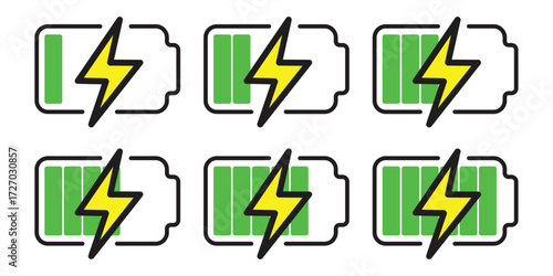 Vector illustration of battery icon. Battery charging signs and symbols. Battery charge level. design illustration