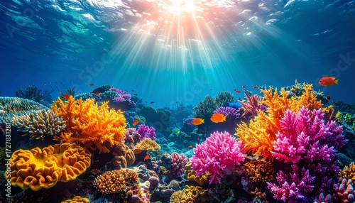 Wallpaper Mural Colorful Coral Reef Underwater – Realistic Marine Life Scene Torontodigital.ca