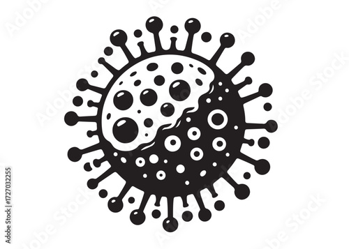 virus logo silhouette vector, corona virus silhouette vector illustration, virus logo vector silhouette, dangerous virus logo silhouettes vector on white background