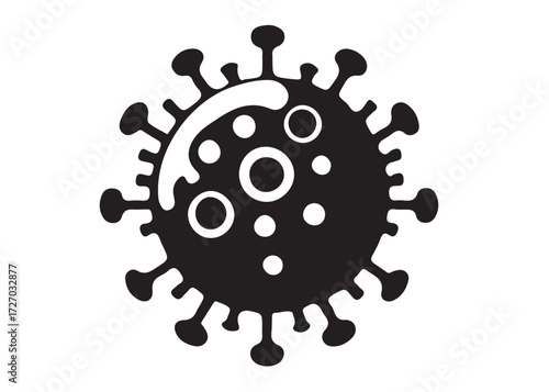 virus logo silhouette vector, corona virus silhouette vector illustration, virus logo vector silhouette, dangerous virus logo silhouettes vector on white background