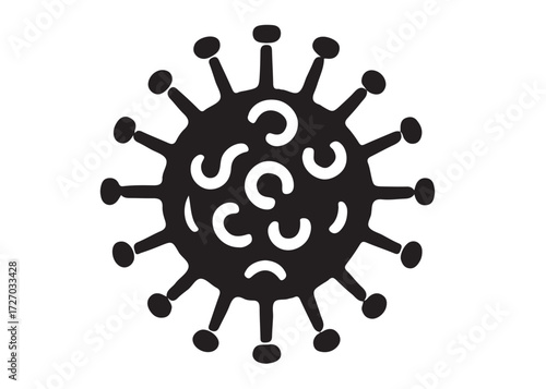 virus logo silhouette vector, corona virus silhouette vector illustration, virus logo vector silhouette, dangerous virus logo silhouettes vector on white background