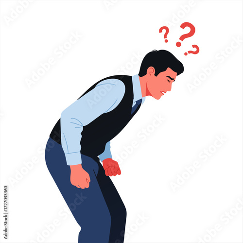 Frustrated business professional feeling confused and stressed by a difficult work problem