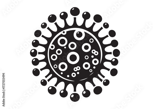 virus logo silhouette vector, corona virus silhouette vector illustration, virus logo vector silhouette, dangerous virus logo silhouettes vector on white background