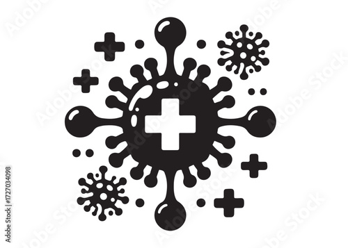 virus logo silhouette vector, corona virus silhouette vector illustration, virus logo vector silhouette, dangerous virus logo silhouettes vector on white background