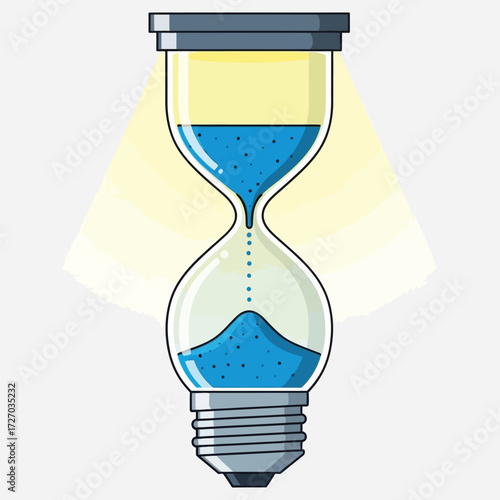 Hourglass Lightbulb Symbolizing the Creative Process, Innovation, and Project Deadlines