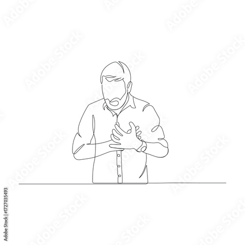One continuous line drawing concept of heart attack, for shortness of breath, very strong emotion