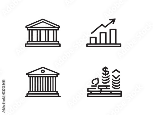 Elegant Business And Finance Symbol Pack Minimal Line Art