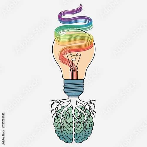Conceptual Brainstorming and Idea Generation Illustrated by a Light Bulb with Roots