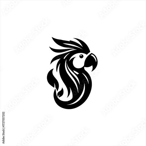 Stylized black cockatoo silhouette logo design