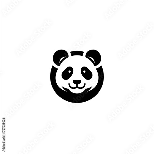 Stylized black and white panda bear face logo icon