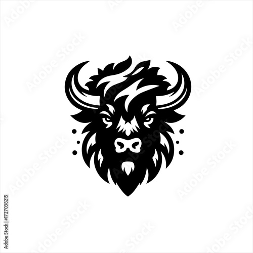 Stylized black and white buffalo head emblem
