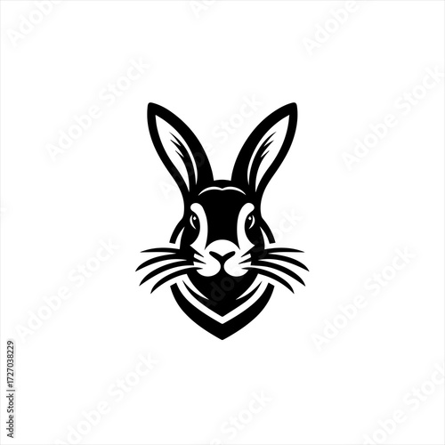 Stylized black rabbit head logo design