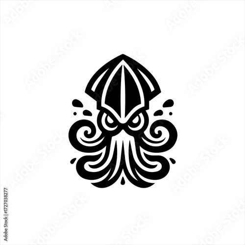 Stylized black squid logo with tentacles and water splashes