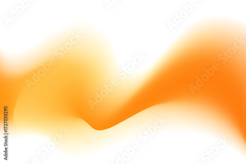 Abstract neon yellow wave form, blurred iridescent gradient texture, isolate design element. Fluid orange watercolor brushstroke blurry swirl shape. Aesthetic flowing lights decoration.
