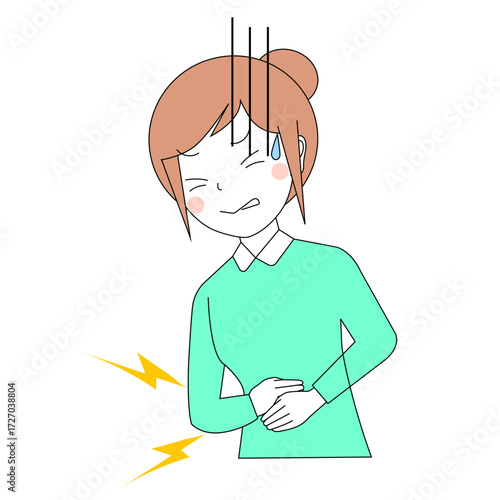 腹痛で苦しむ女性