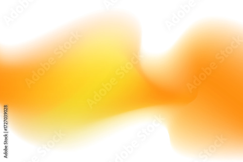Abstract neon yellow wave form, blurred iridescent gradient texture, isolate design element. Fluid orange watercolor brushstroke blurry swirl shape. Aesthetic flowing lights decoration.