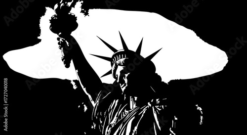 Striking Statue of Liberty Silhouette Symbolizing Freedom, Patriotism, and American Ideals, perfect for travel, history, and national pride projects