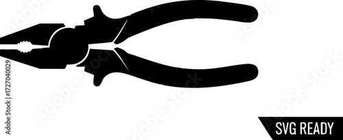 Professional black silhouette of pliers, perfect for construction, DIY projects, or graphic design use, offering versatility and reliability