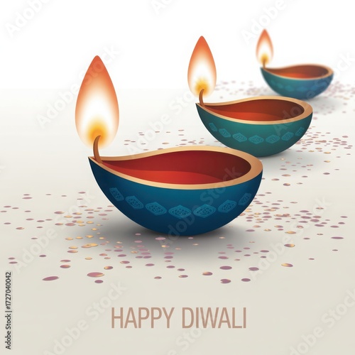 Illuminated diyas for a joyful diwali celebration