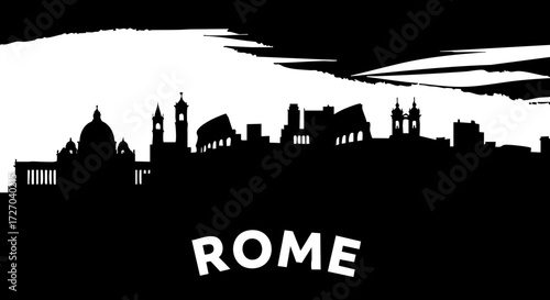 Iconic Rome skyline silhouette captures the grandeur of ancient and modern Italian landmarks for travel inspiration and city branding projects.