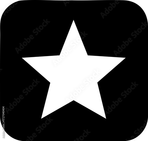 Simple white five-pointed star symbol centered within a black rounded square icon representing achievement or recognition