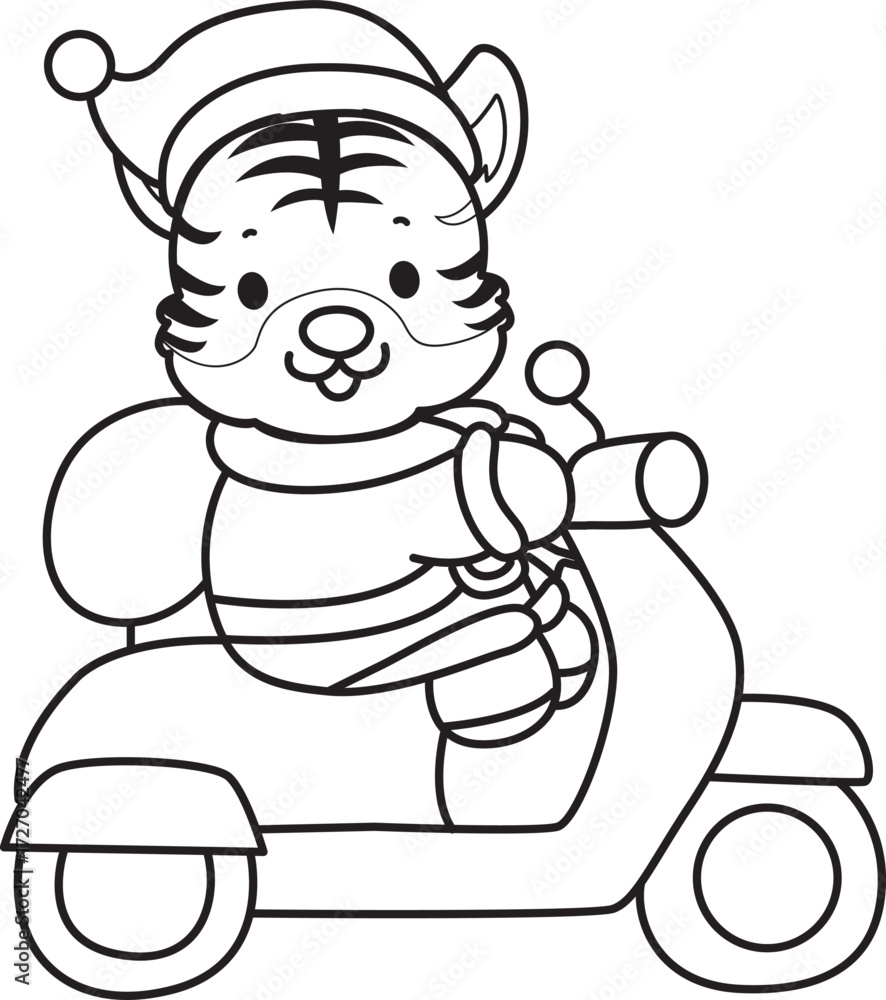 Fototapeta premium Coloring book of cute tiger character vector clip art for children. 