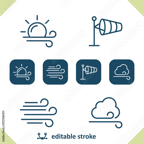 Weather Icons. Wind, Windy, Windsock, Sun, Cloud