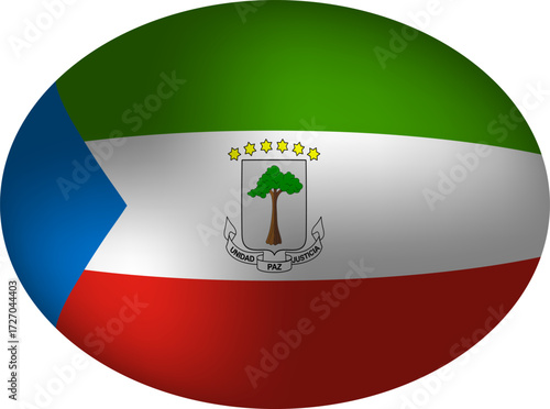 Equatorial Guinea Flag Oval Badge - Embossed Sphere Icon with Coat of Arms
