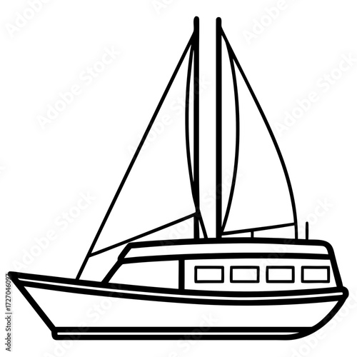 Catamaran Line Vector