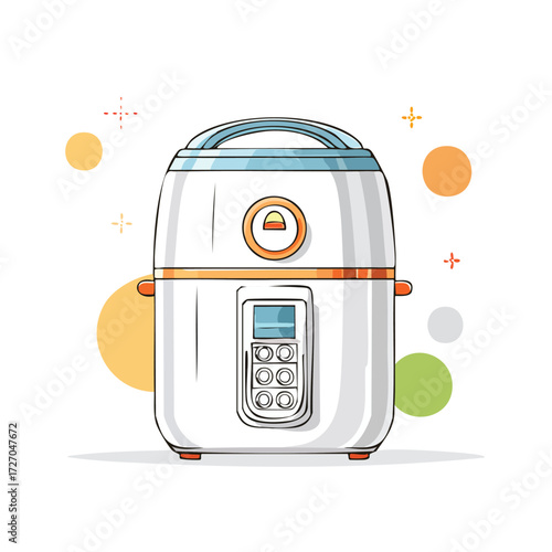 A modern, electric multicooker or pressure cooker. A vector illustration of a kitchen appliance for cooking and meal preparation. Generative AI