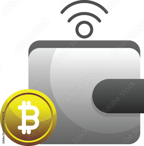 illustration of a white and black color moneybag with bit coin 