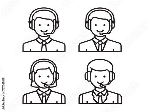 Professional Customer Self Service Symbol Outline Vector Illustration