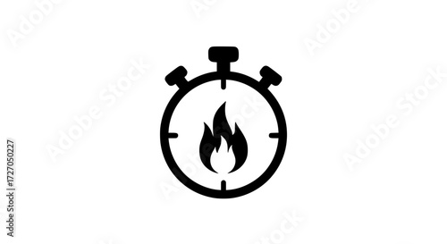 Burning timer black white icon 