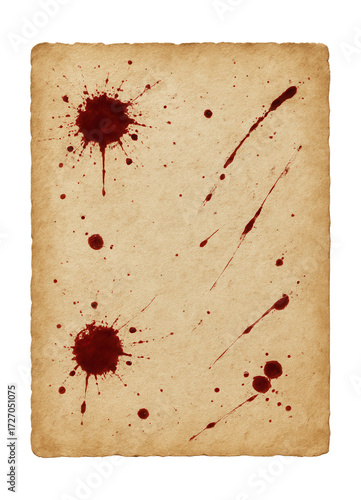 Vintage paper with retro blood splatter and antique texture.