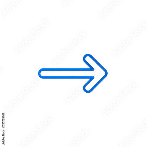 Blue arrow pointing right isolated on transparent background.
