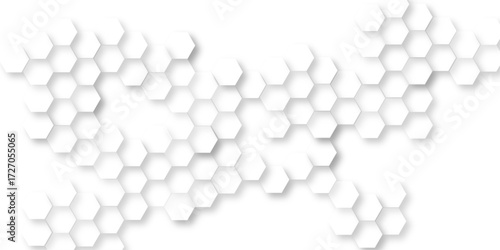 Abstract wave hexagons element for design, minimalistic hexagonal pattern for science and Innovation technology, abstract 3D rendering of a white hexagonal pattern, hexagonal geometric Pattern.