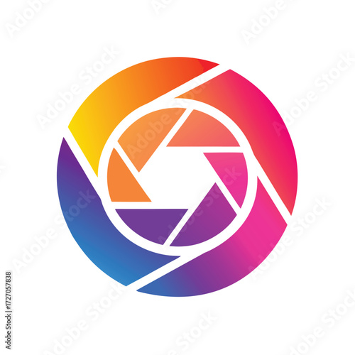 Vibrant Gradient Camera Shutter Logo Icon Vector for Media Production
