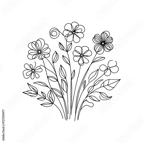 line art mono line hand drawing vector flower illustration