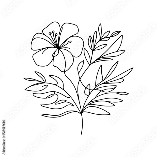 line art mono line hand drawing vector flower illustration