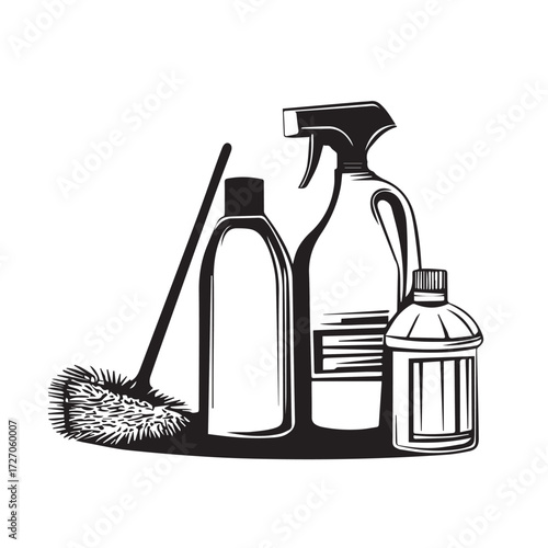 illustration of cleaning equipment