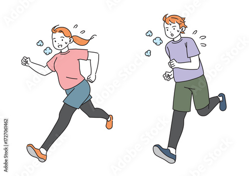 ダイエットでランニングする男女